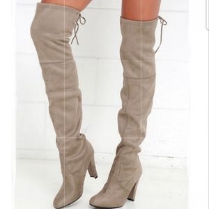 STEVE MADDEN GORGEOUS OVER THE KNEE BOOTS TAUPE
